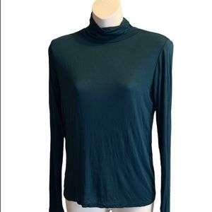 Pink Rose Long Sleeve Green Turtle Neck Knit Sweater Top Size Small Fitted